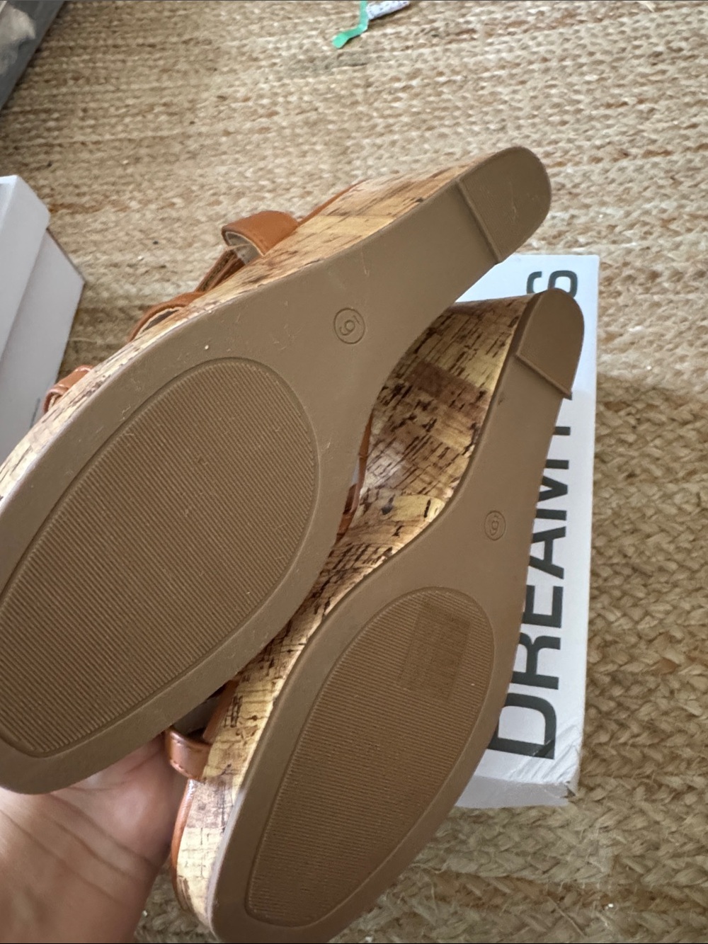 Dream Pairs Tan Strappy Cork Wedge Sandals - Picture 4 of 6